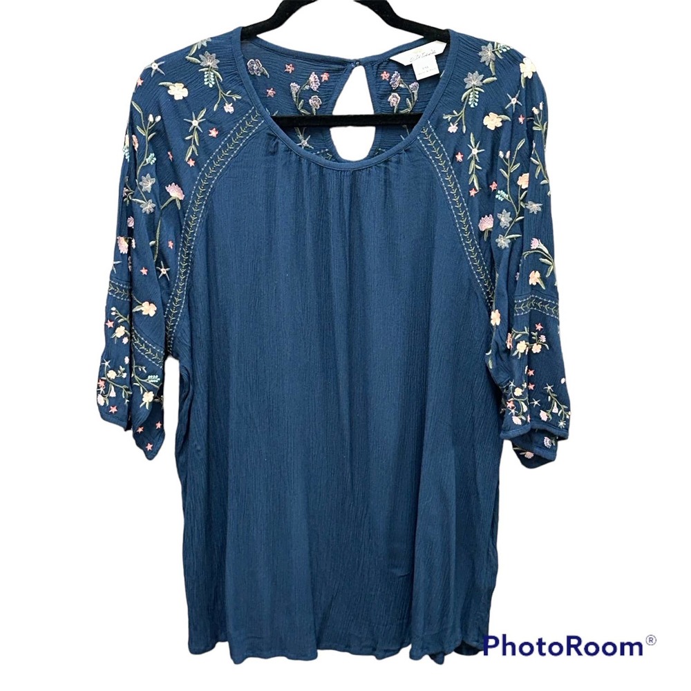 Bob Timberlake Women's Embroidered Blouse Blue Size XXL